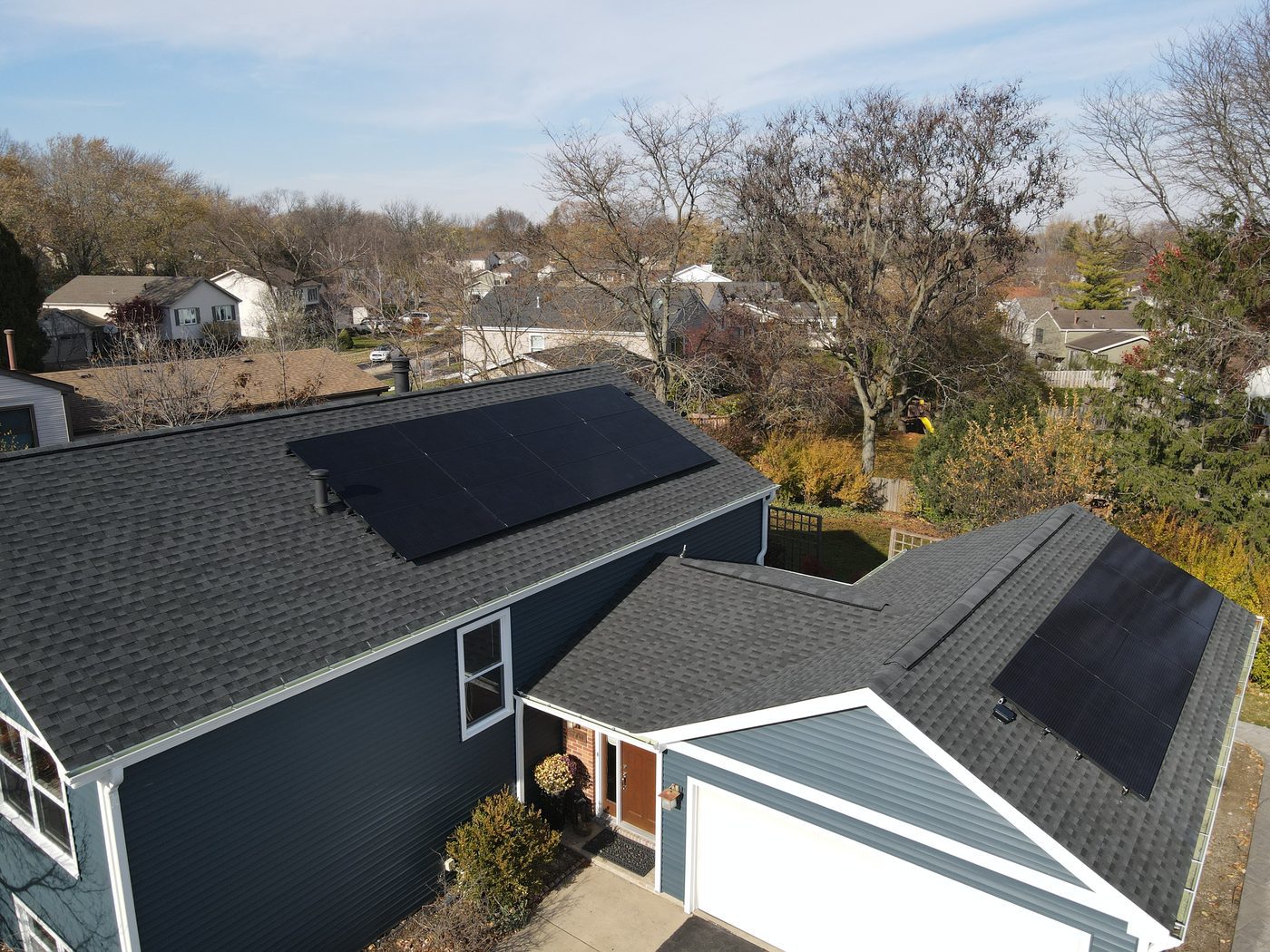 Residential solar panel installation on a Chicagoland home