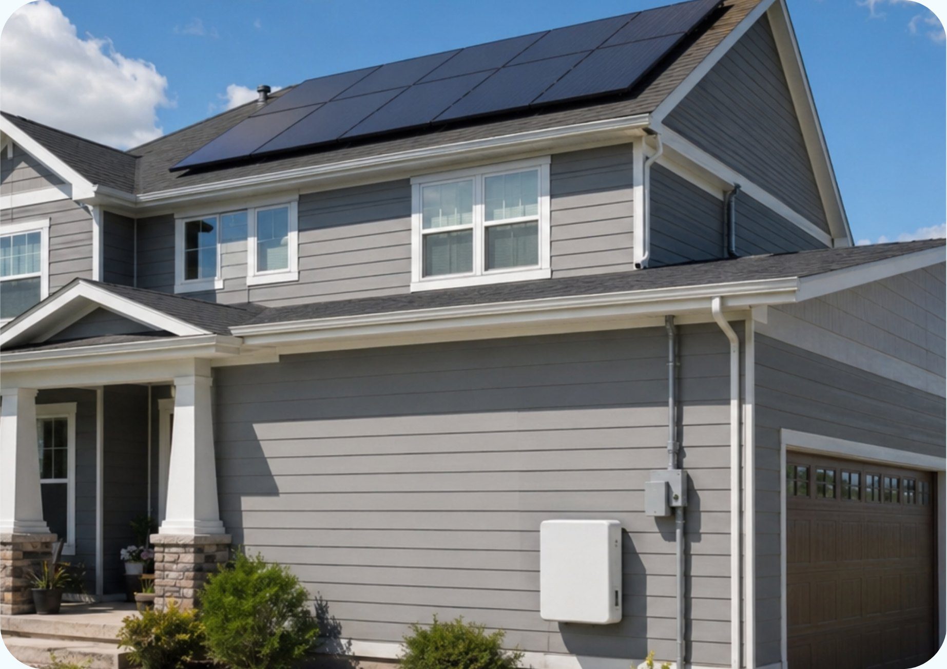 Home with rooftop solar and a wall-mounted battery