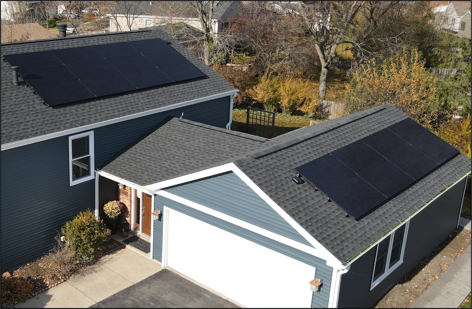 Residential solar panel installation on a Chicagoland home